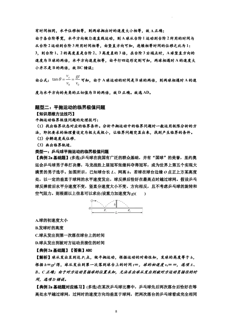 知识点25：抛体运动（解析版）_04高考物理_新高考复习资料_2024新高考复习资料_一轮复习资料_基础版2024届高考物理一轮复习讲义及对应练习_知识点25：抛体运动基础版