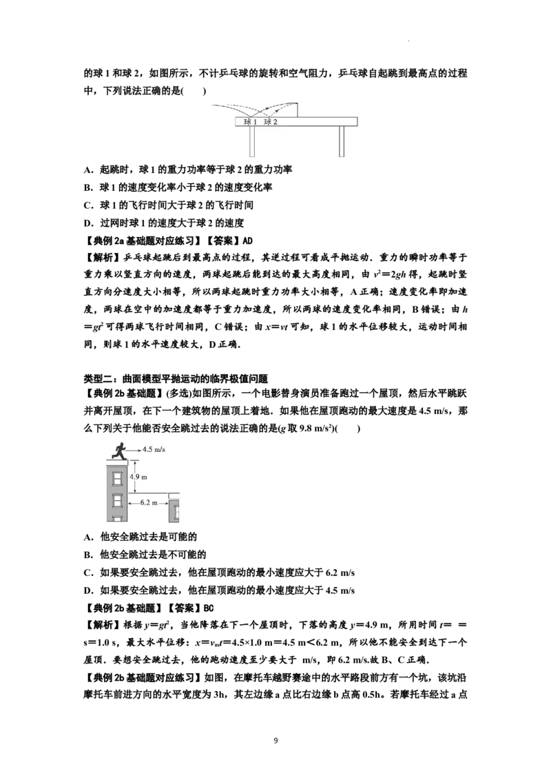 知识点25：抛体运动（解析版）_04高考物理_新高考复习资料_2024新高考复习资料_一轮复习资料_基础版2024届高考物理一轮复习讲义及对应练习_知识点25：抛体运动基础版