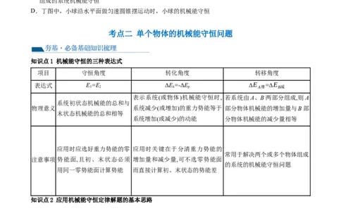 第27讲机械能守恒定律及其应用（讲义）（原卷版）_04高考物理_新高考复习资料_2024新高考复习资料_一轮复习资料_2024年高考物理一轮复习讲练测（讲义+练习+课件）（新高考）_讲义+练习