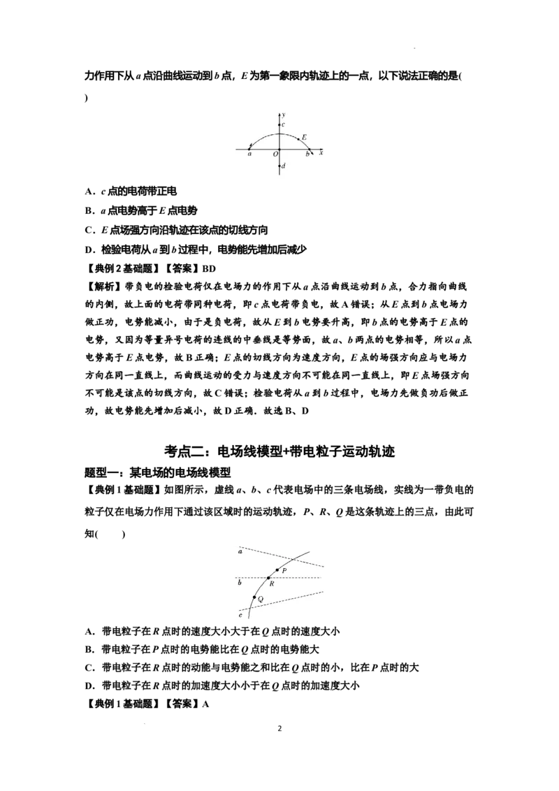 知识点63：电场线等势线与带电粒子运动轨迹的综合问题（解析版）_04高考物理_新高考复习资料_2024新高考复习资料_一轮复习资料_基础版2024届高考物理一轮复习讲义及对应练习