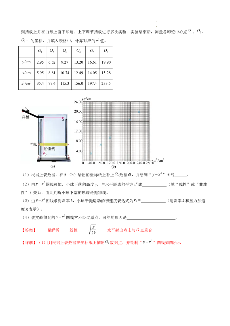 第20讲探究平抛运动的特点（练习）（解析版）_04高考物理_新高考复习资料_2024新高考复习资料_一轮复习资料_2024年高考物理一轮复习讲练测（讲义+练习+课件）（新高考）_讲义+练习