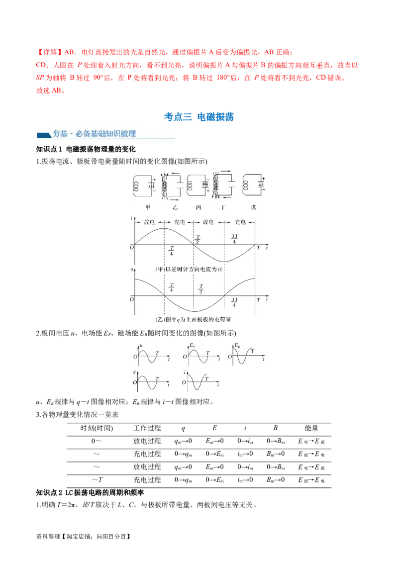 第63讲光的波动性电磁波（讲义）（解析版）_04高考物理_新高考复习资料_2024新高考复习资料_一轮复习资料_2024年高考物理一轮复习讲练测（讲义+练习+课件）（新高考）_讲义+练习
