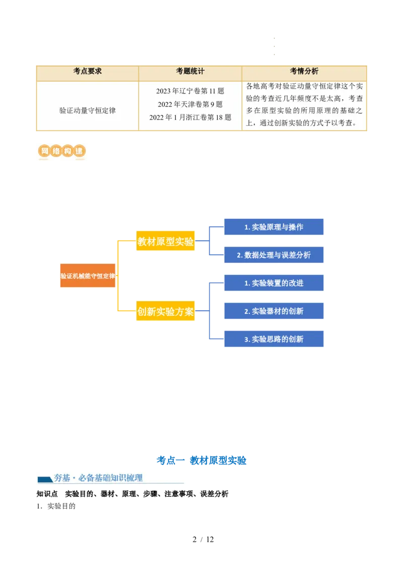 第33讲验证动量守恒定律（讲义）（解析版）_04高考物理_新高考复习资料_2024新高考复习资料_一轮复习资料_2024年高考物理一轮复习讲练测（讲义+练习+课件）（新高考）_讲义+练习