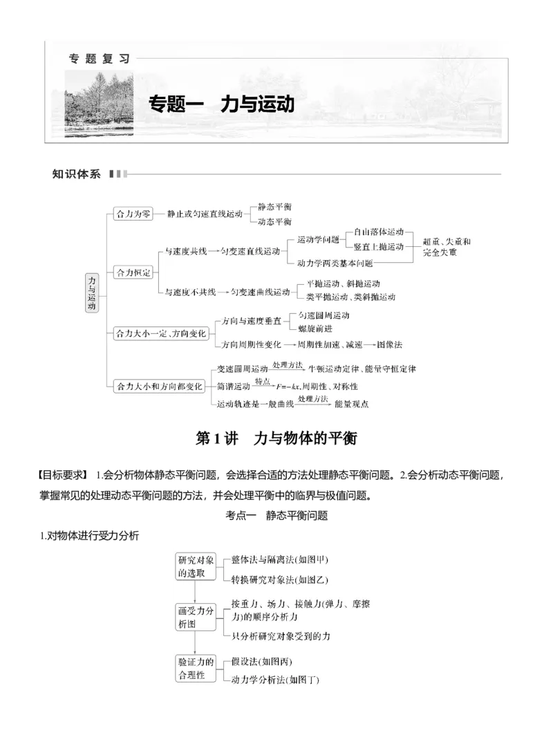第一篇　专题一　第1讲　力与物体的平衡_04高考物理_2025年新高考资料_二轮复习_2025年高考物理大二轮_2025物理二轮专题复习学生用书Word版文档_大二轮专题复习讲义