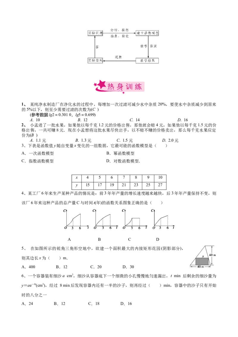 考点18函数模型及其运用（原卷版）_02高考数学_新高考复习资料_2022年新高考资料_备战2022年高考数学一轮复习考点帮（新高考地区专用）8.2更新