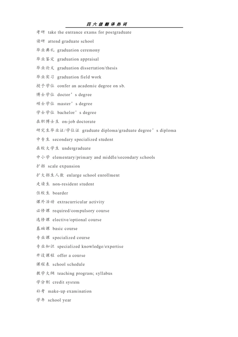 四六级翻译热词_最新更新，视频都在这_2026、6月四级速转存易和谐_0、2025年12月四级_00.学丞四级全程班刘晓燕_00讲义资料_《四六级翻译大全汇总》