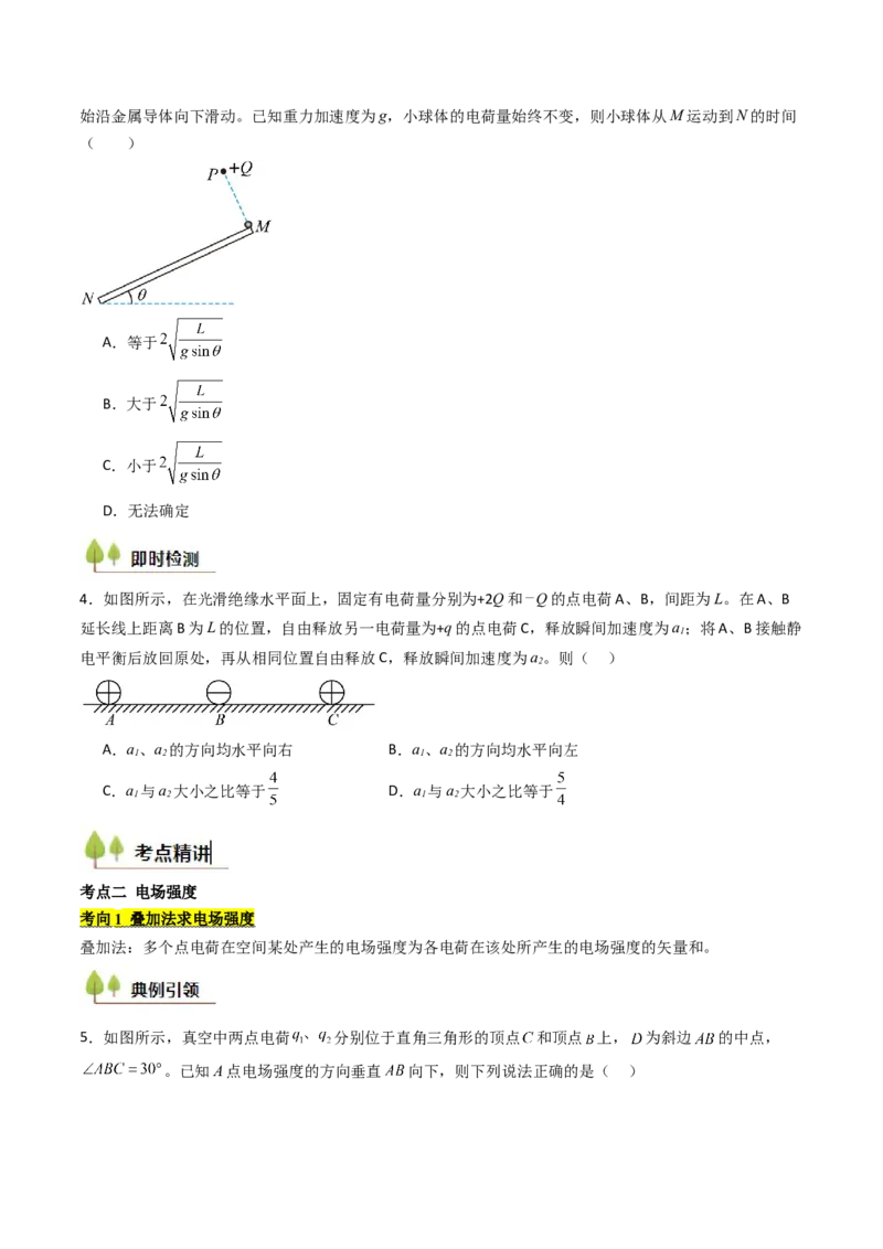 考点32静电力的性质（核心考点精讲精练）（原卷版）_04高考物理_2025年新高考资料_一轮复习_备战2025年高考物理一轮复习考点帮（新高考通用）（完结）