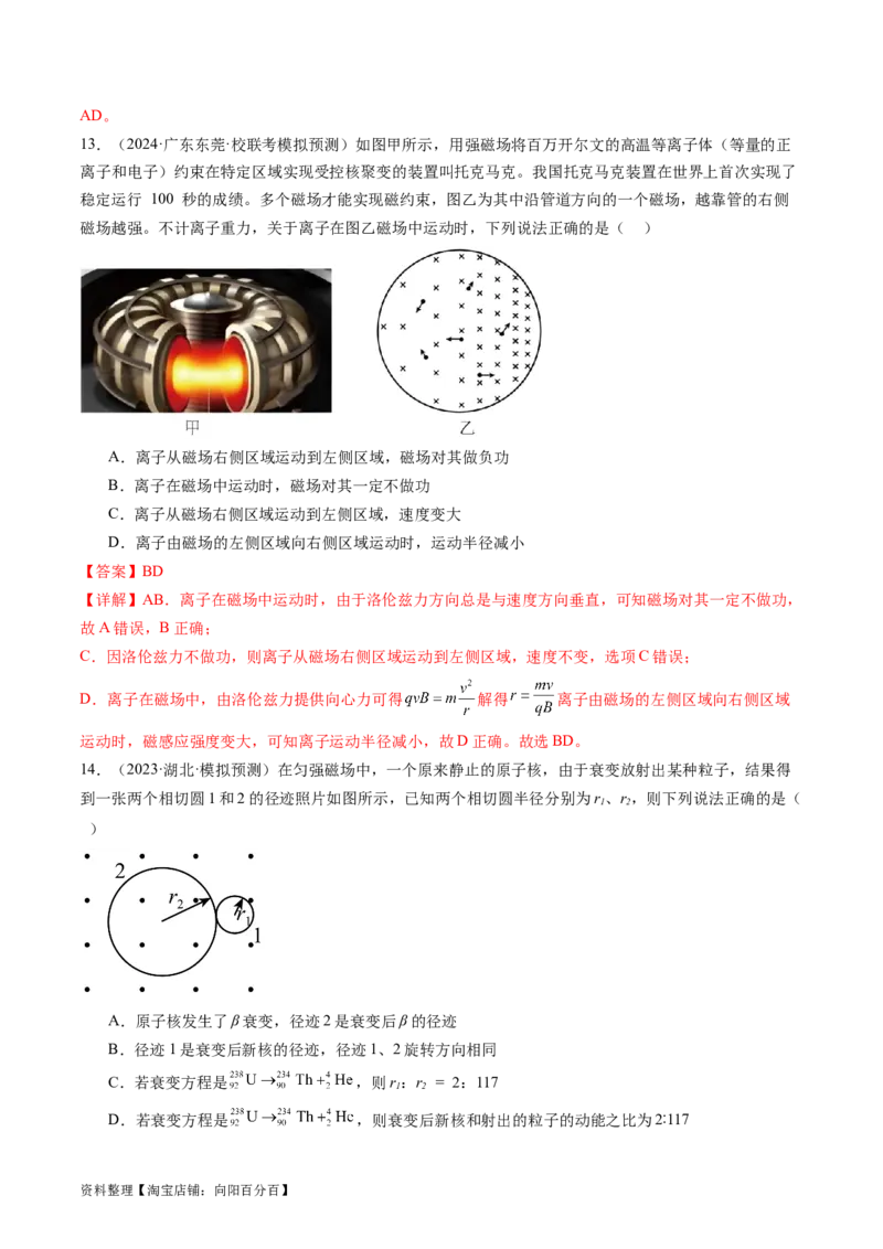 第50讲磁场对运动电荷的作用（练习）（解析版）_04高考物理_新高考复习资料_2024新高考复习资料_一轮复习资料_2024年高考物理一轮复习讲练测（讲义+练习+课件）（新高考）_讲义+练习
