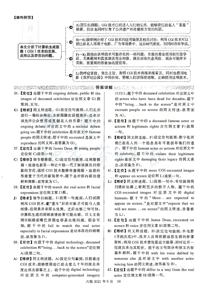 2021年06月英语六级真题答案解析（卷三）_最新更新，视频都在这_2026、6月四级速转存易和谐_四六级真题+资料包_六级真题_2021年06月六级真题及答案解析（完整版）