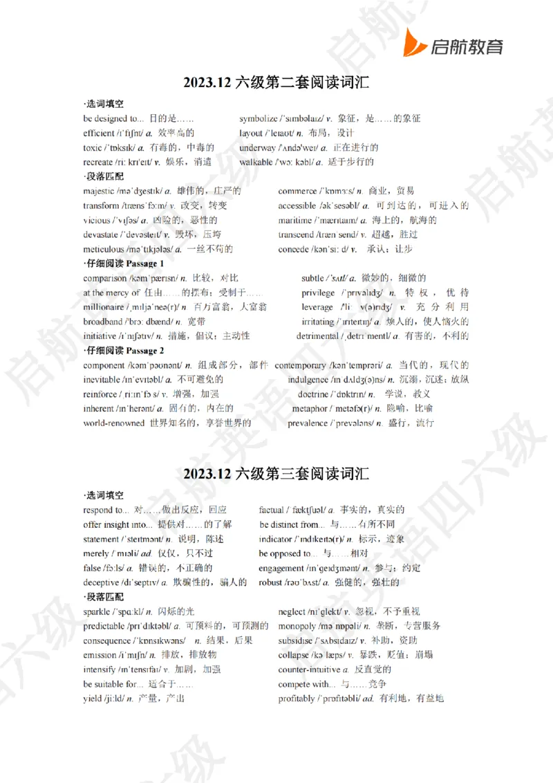 2023.12六级阅读词汇_最新更新，视频都在这_2026，6月六级速转存易和谐_0、2025年12月六级_01.启航六级全程班马天艺_09.2021-2025阅读真题词汇
