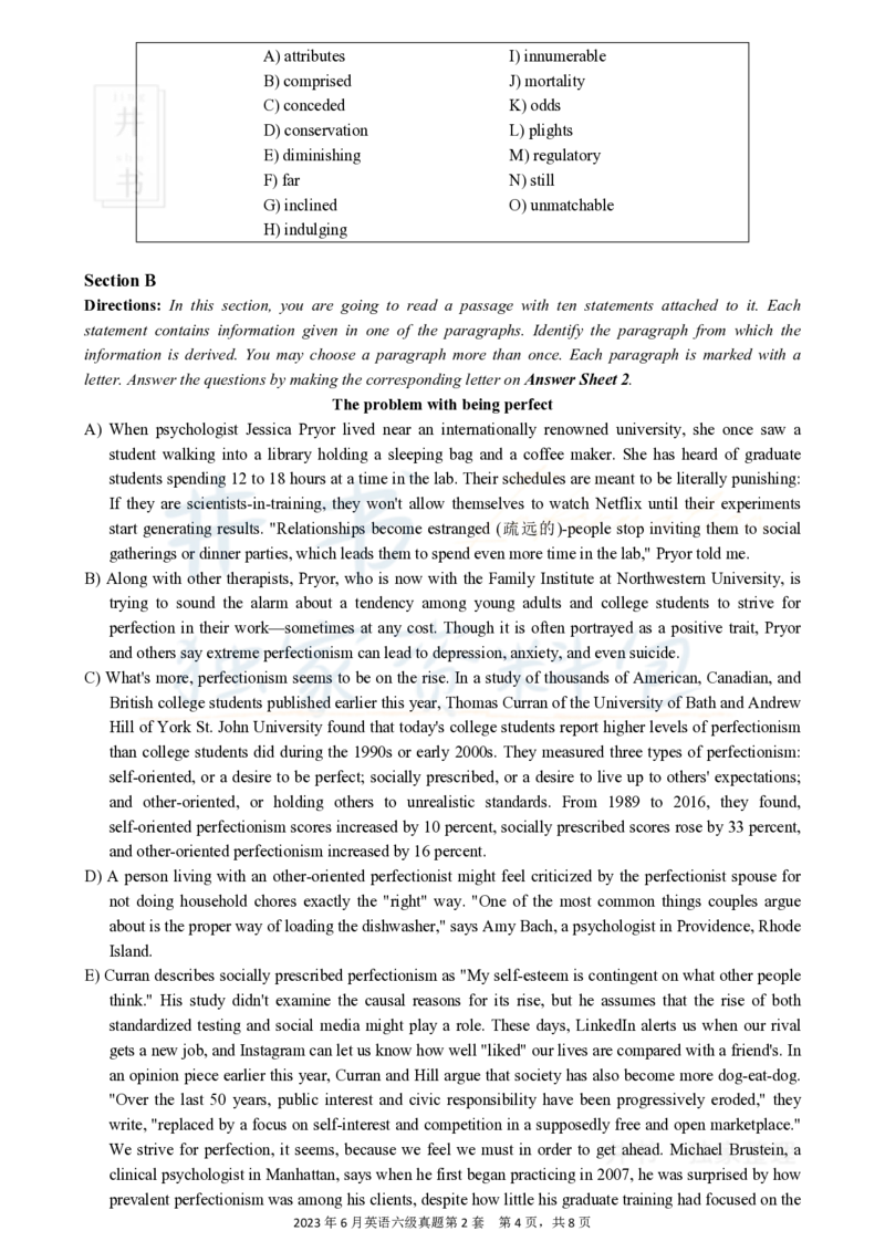 2023.06英语六级真题第2套_最新更新，视频都在这_2026、6月四级速转存易和谐_四六级真题+资料包_六级真题_2023年06月六级真题及答案解析（全三套）