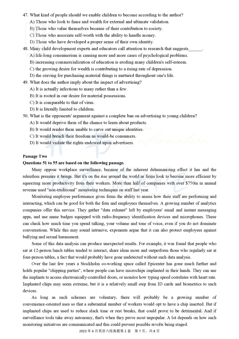 2023.06英语六级真题第2套_最新更新，视频都在这_2026、6月四级速转存易和谐_四六级真题+资料包_六级真题_2023年06月六级真题及答案解析（全三套）