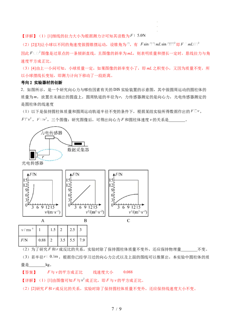 第21讲探究向心力大小与半径、角速度、质量的关系（讲义）（解析版）_04高考物理_新高考复习资料_2024新高考复习资料_一轮复习资料_讲义+练习