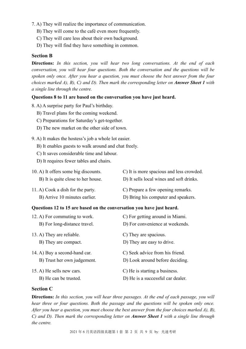 2021.06四级真题全3套(带书签)_02.四六级真题+模拟题（0128）_四级真题+音频+解析(0128)_03.2016&mdash;2025年新题型_2021年06月四级