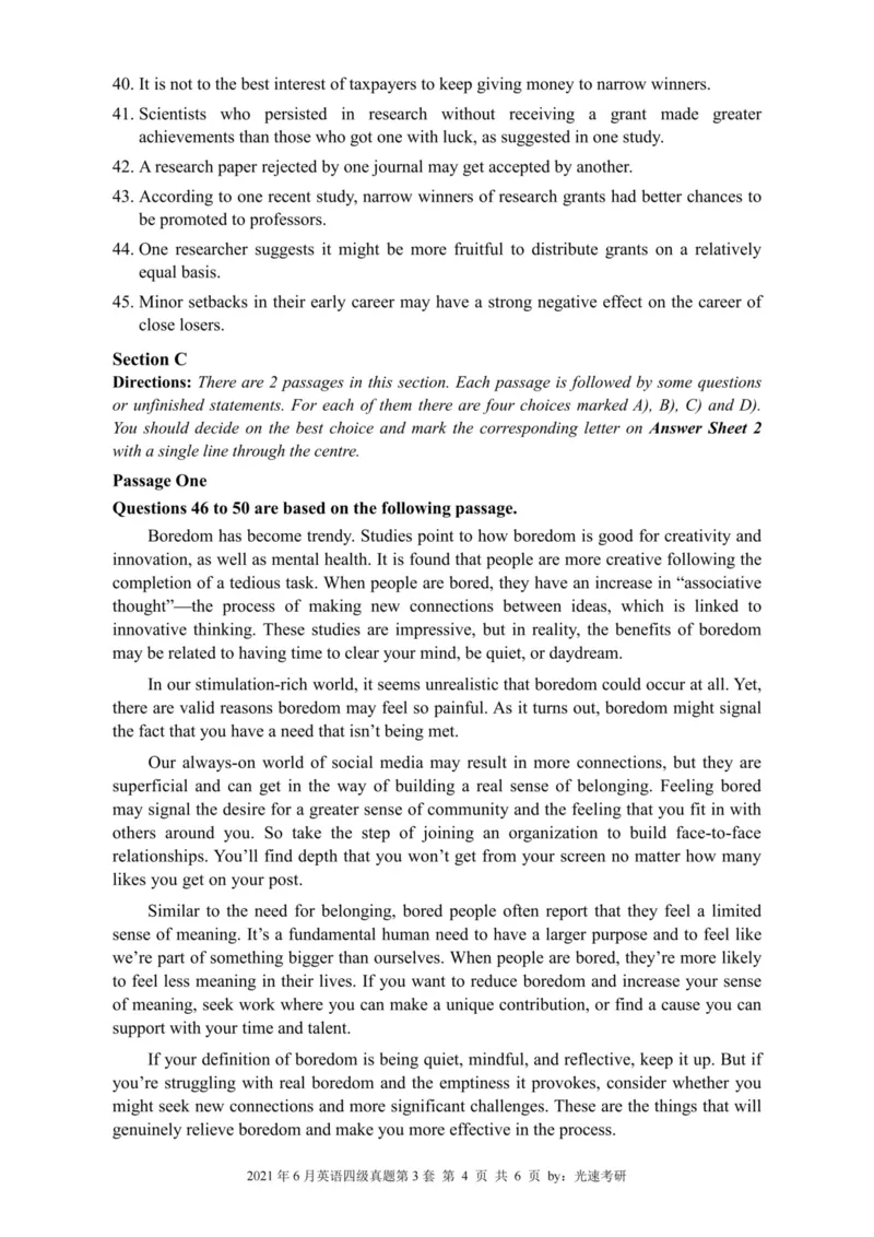 2021.06四级真题全3套(带书签)_02.四六级真题+模拟题（0128）_四级真题+音频+解析(0128)_03.2016&mdash;2025年新题型_2021年06月四级