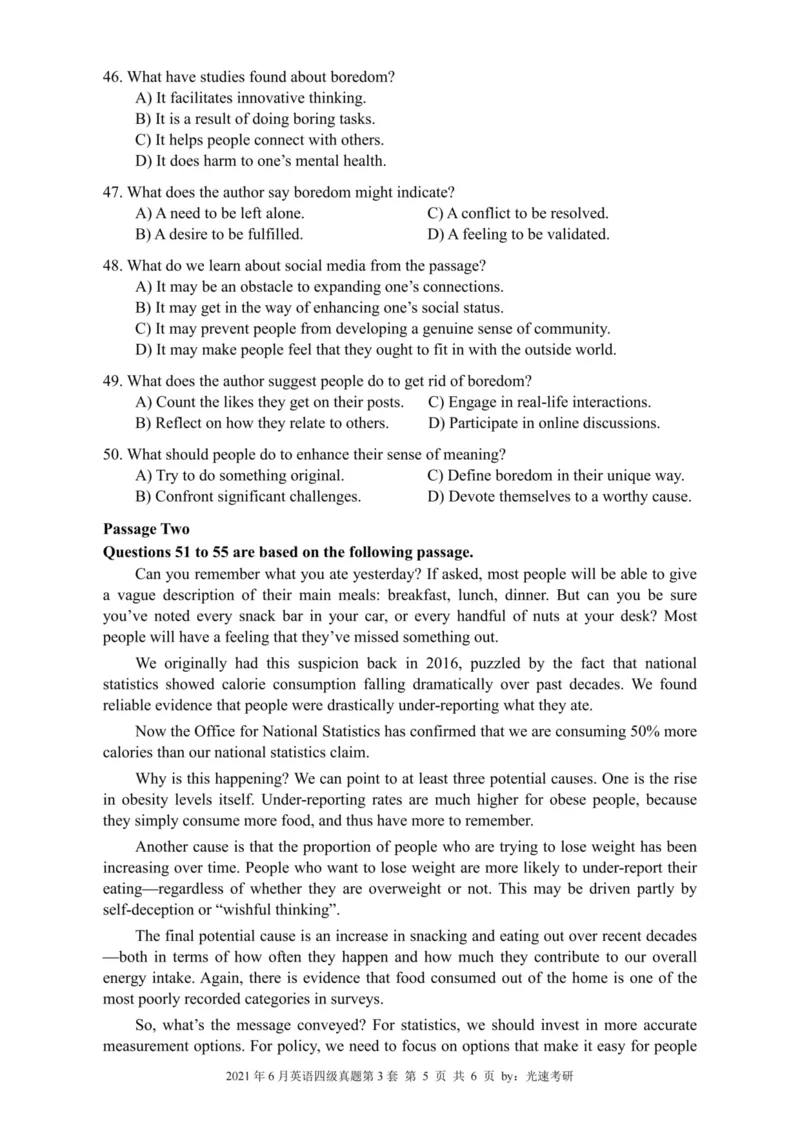 2021.06四级真题全3套(带书签)_02.四六级真题+模拟题（0128）_四级真题+音频+解析(0128)_03.2016&mdash;2025年新题型_2021年06月四级