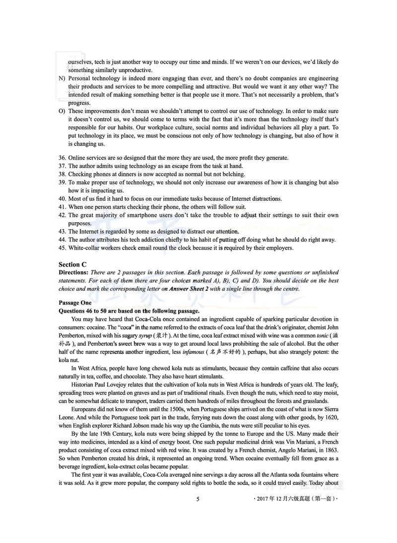 2017年12月大学英语6级真题及解析（卷一）_最新更新，视频都在这_2026、6月四级速转存易和谐_四六级真题+资料包_六级真题_2017年12月六级真题及答案解析（全三套）