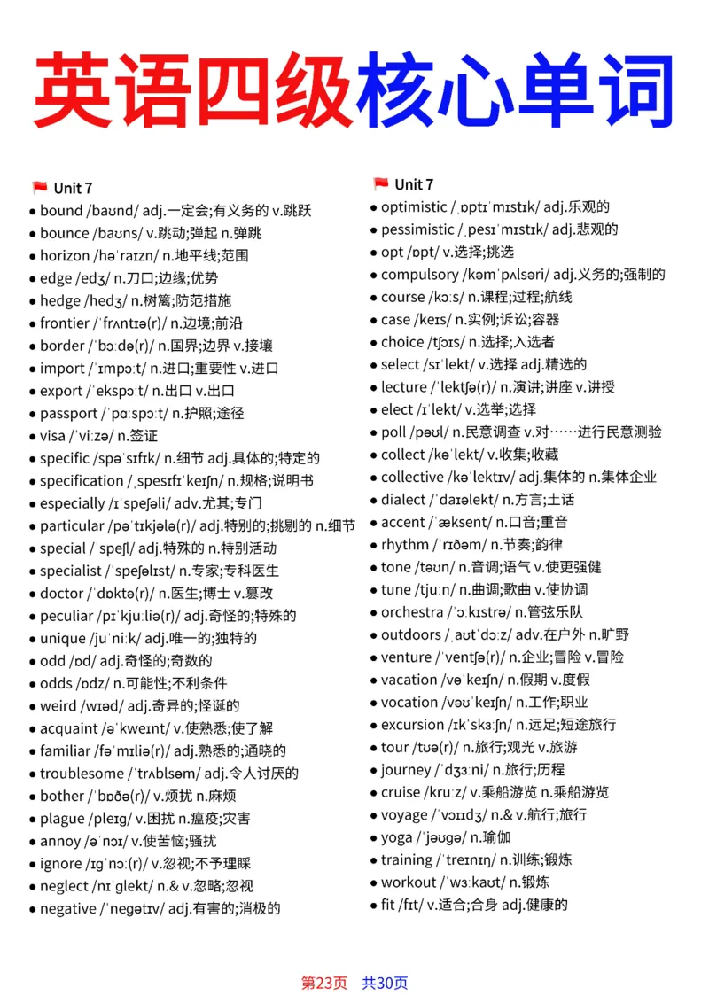 英语四级核心单词完整版36页_最新更新，视频都在这_2026、6月四级速转存易和谐_小红书同款笔记
