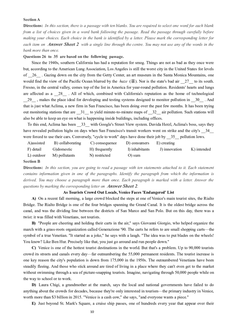 2018年06月四级真题全3套_02.四六级真题+模拟题（0128）_四级真题+音频+解析(0128)_03.2016&mdash;2025年新题型_2018年06月四级_2018.06四级真题word