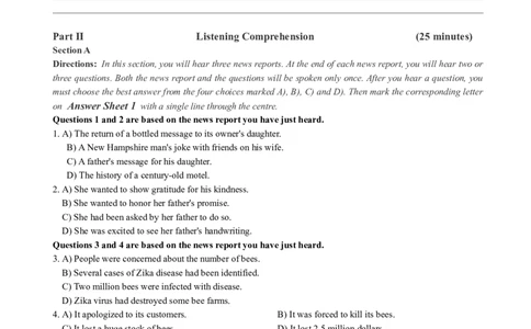 2018年06月四级真题全3套_02.四六级真题+模拟题（0128）_四级真题+音频+解析(0128)_03.2016&mdash;2025年新题型_2018年06月四级_2018.06四级真题word