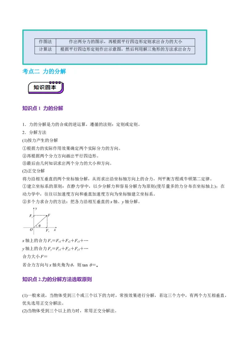 第06讲力的合成与分解（讲义）（原卷版）_04高考物理_新高考复习资料_2025年新高考资料_2025年高考物理一轮复习讲练测（新教材新高考）