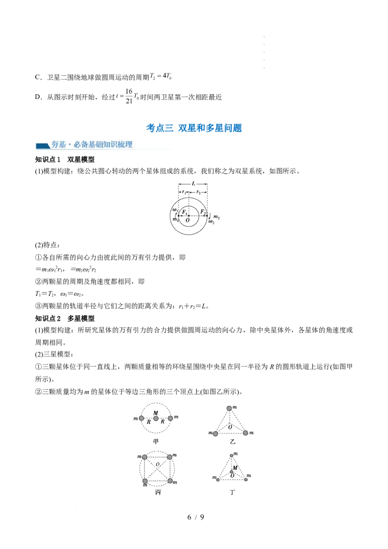 第24讲卫星变轨问题双星模型（讲义）（原卷版）_04高考物理_新高考复习资料_2024新高考复习资料_一轮复习资料_2024年高考物理一轮复习讲练测（讲义+练习+课件）（新高考）_讲义+练习
