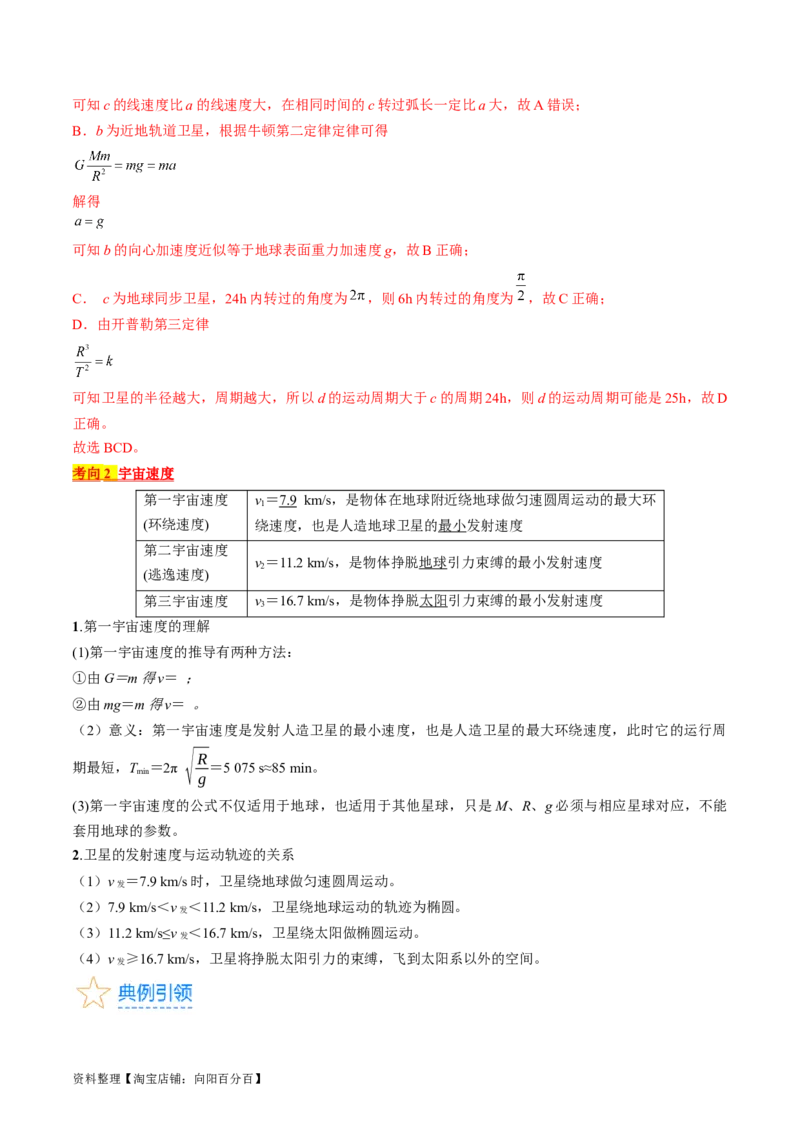考点20人造卫星　宇宙速度（解析版）_04高考物理_通用版（老高考）复习资料_2024年复习资料_完备战2024年高考物理一轮复习考点帮（全国通用）_答案解析版