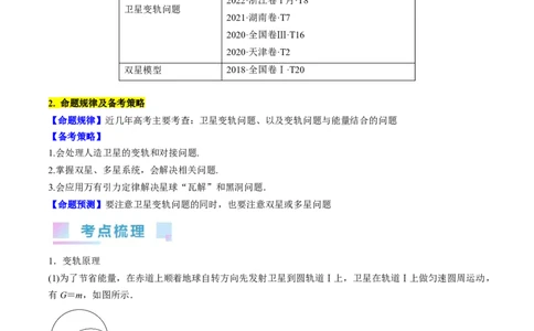考点21卫星变轨问题　双星模型（原卷版）_04高考物理_通用版（老高考）复习资料_2024年复习资料_完备战2024年高考物理一轮复习考点帮（全国通用）