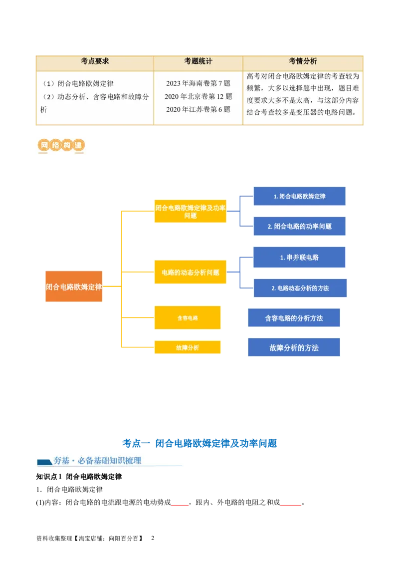 第43讲闭合电路欧姆定律（讲义）（原卷版）_04高考物理_新高考复习资料_2024新高考复习资料_一轮复习资料_2024年高考物理一轮复习讲练测（讲义+练习+课件）（新高考）_讲义+练习