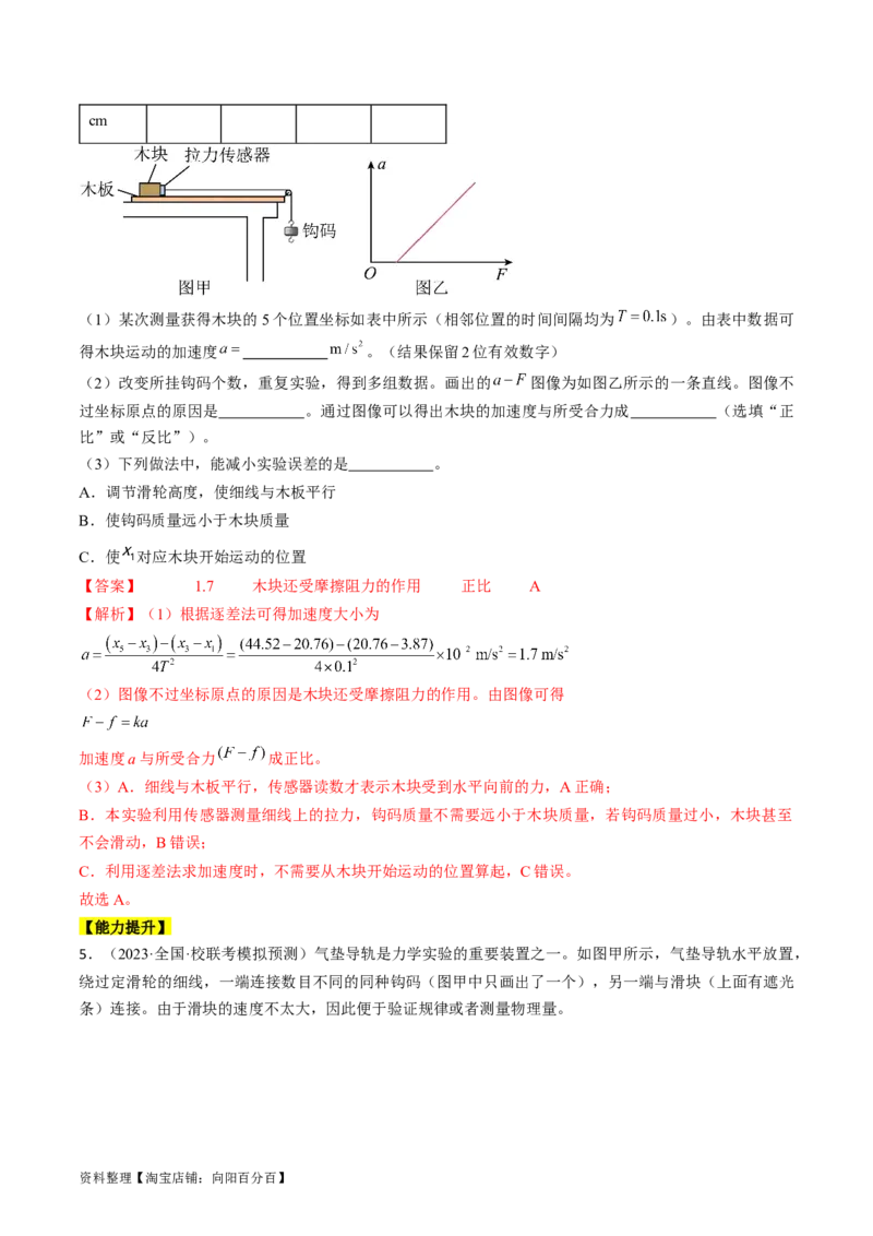 考点14探究加速度与力、质量的关系（解析版）_04高考物理_通用版（老高考）复习资料_2024年复习资料_完备战2024年高考物理一轮复习考点帮（全国通用）_答案解析版