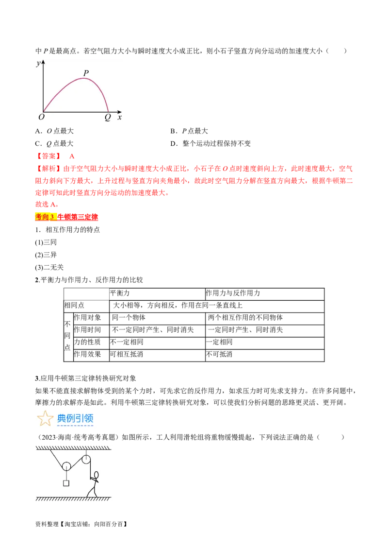 考点10牛顿运动定律（解析版）_04高考物理_通用版（老高考）复习资料_2024年复习资料_完备战2024年高考物理一轮复习考点帮（全国通用）_答案解析版