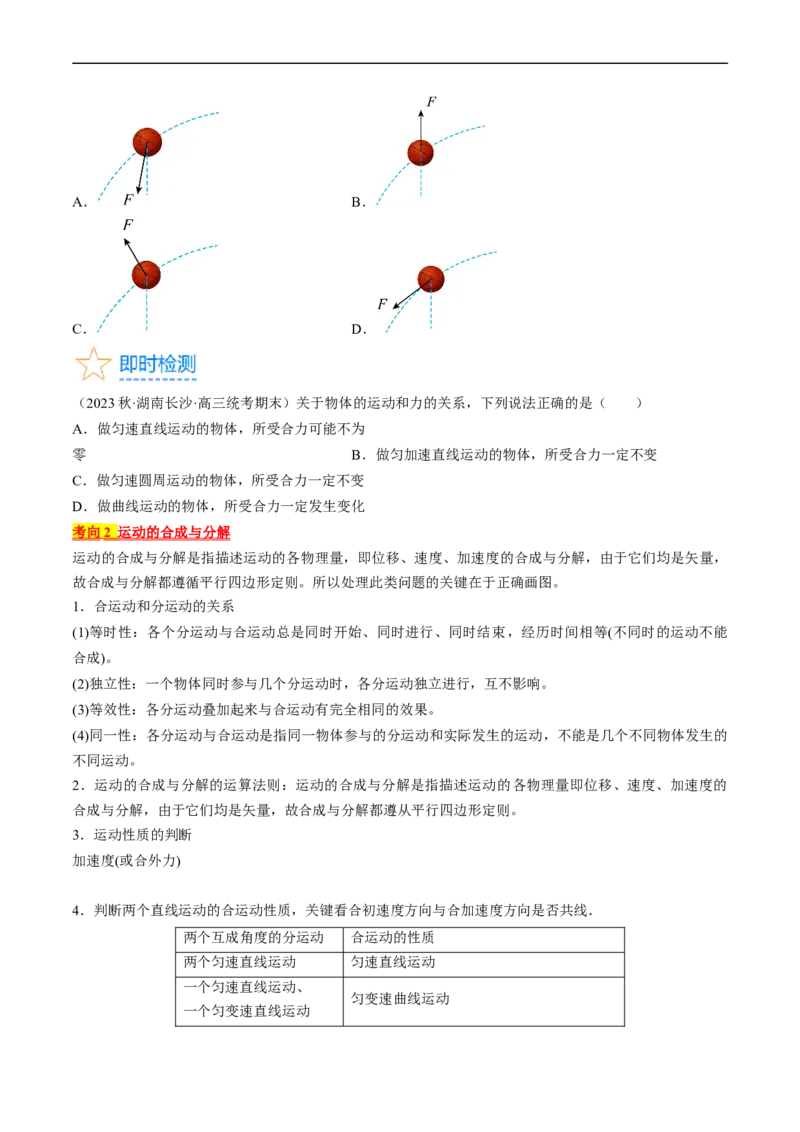 考点15运动的合成与分解（原卷版）_04高考物理_通用版（老高考）复习资料_2024年复习资料_完备战2024年高考物理一轮复习考点帮（全国通用）