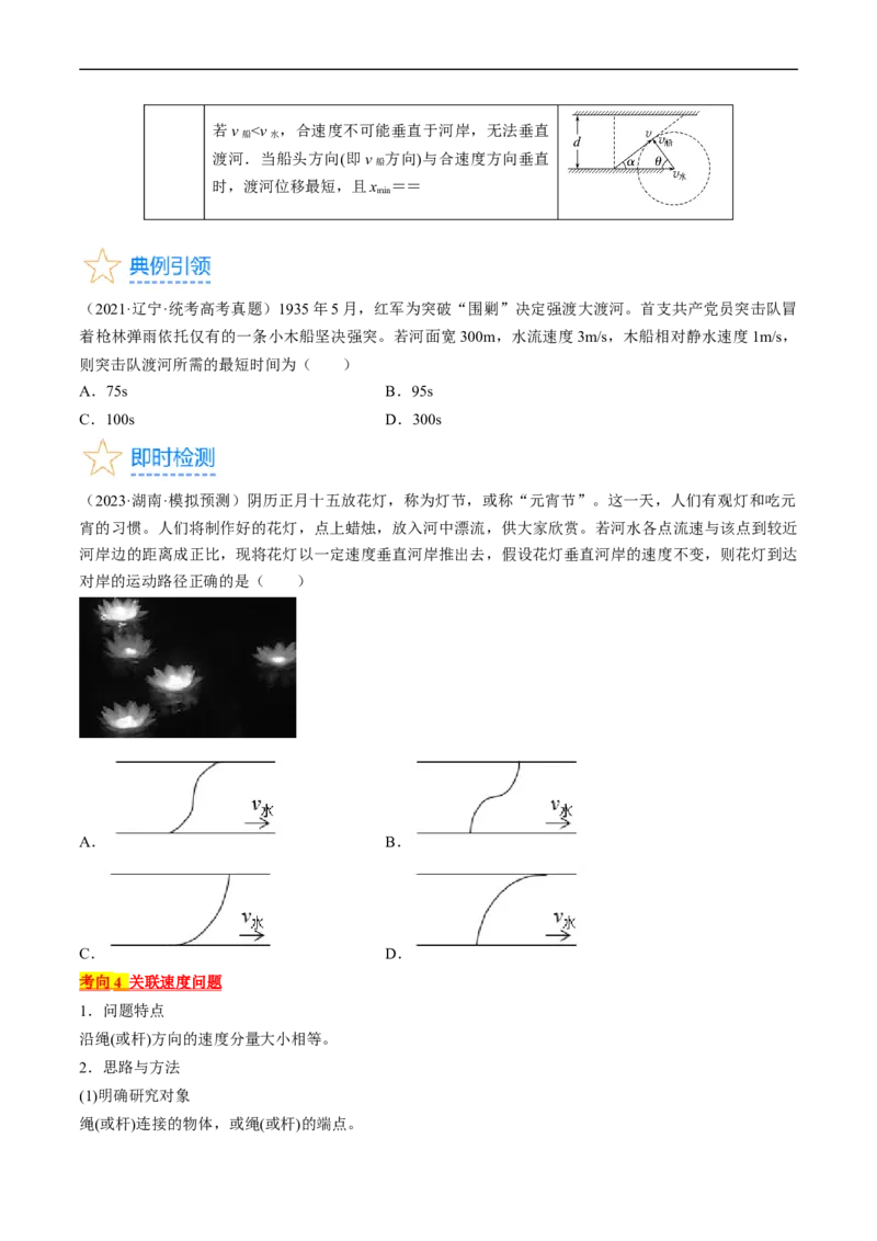 考点15运动的合成与分解（原卷版）_04高考物理_通用版（老高考）复习资料_2024年复习资料_完备战2024年高考物理一轮复习考点帮（全国通用）