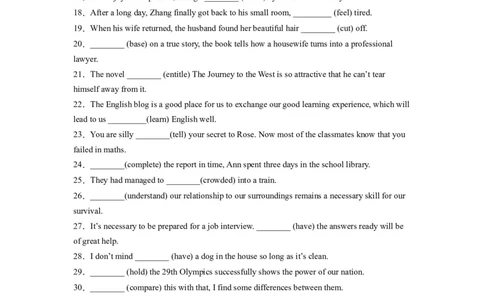 考点巩固卷01非谓语动词（原卷版）_03高考英语_新高考复习资料_2024年新高考资料_一轮复习资料_完2024年高考英语一轮复习考点通关卷（新高考）_考点巩固卷01非谓语动词