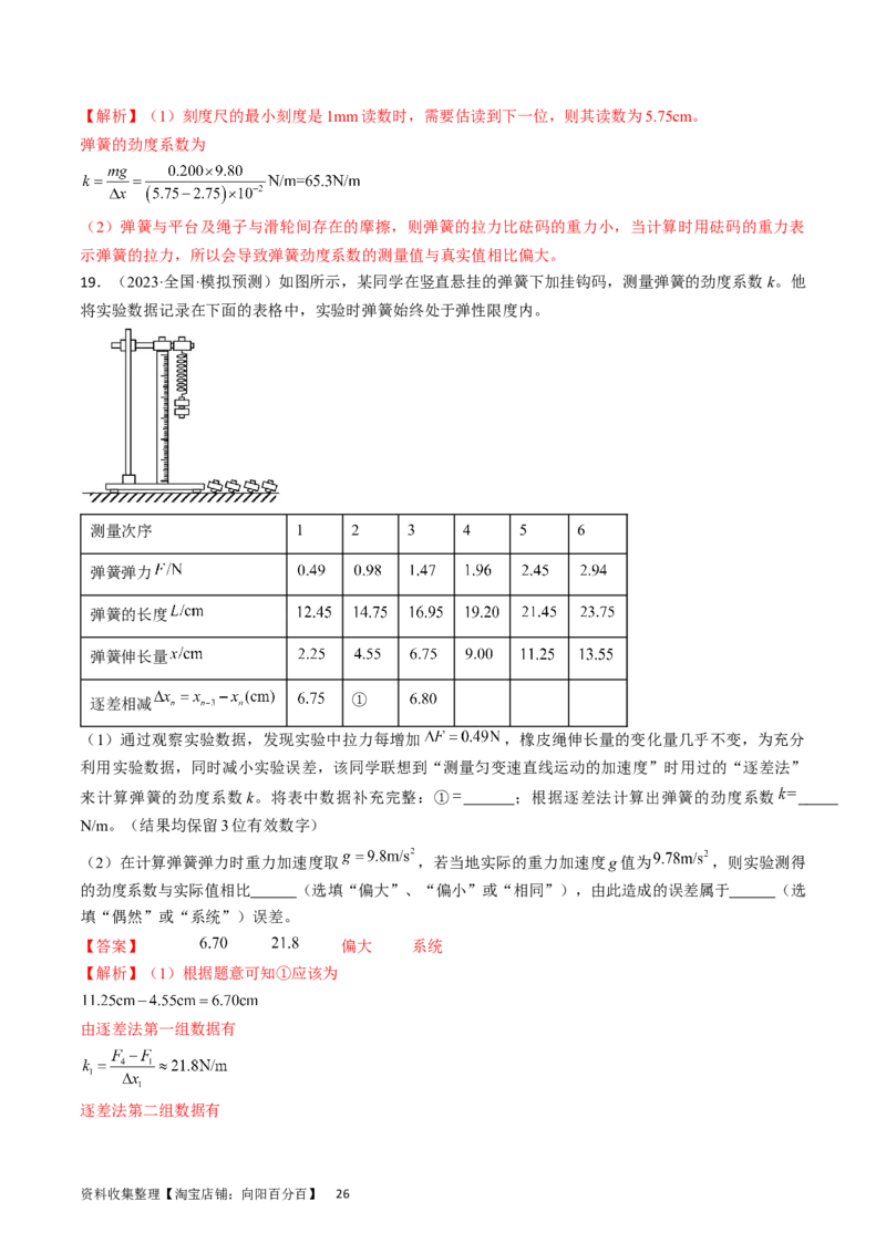 考点08实验：探究弹簧弹力与形变量的关系（解析版）_04高考物理_通用版（老高考）复习资料_2024年复习资料_完备战2024年高考物理一轮复习考点帮（全国通用）_答案解析版