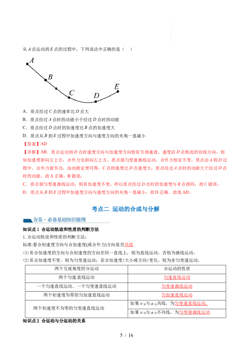 第16讲曲线运动运动的合成与分解（讲义）（解析版）_04高考物理_新高考复习资料_2024新高考复习资料_一轮复习资料_2024年高考物理一轮复习讲练测（讲义+练习+课件）（新高考）