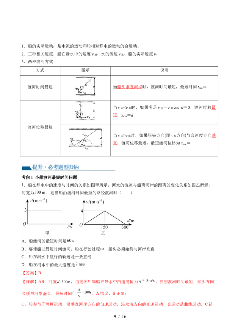 第16讲曲线运动运动的合成与分解（讲义）（解析版）_04高考物理_新高考复习资料_2024新高考复习资料_一轮复习资料_2024年高考物理一轮复习讲练测（讲义+练习+课件）（新高考）