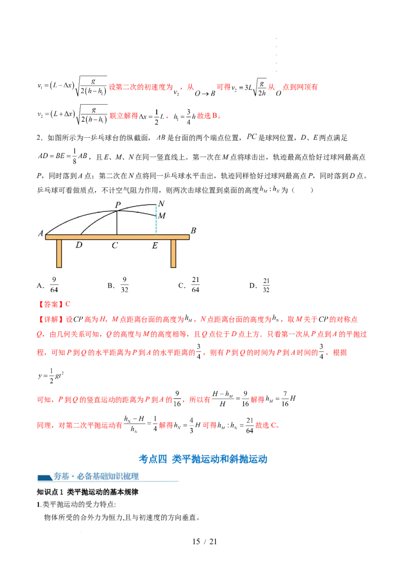 第17讲抛体运动（讲义）（解析版）_04高考物理_新高考复习资料_2024新高考复习资料_一轮复习资料_2024年高考物理一轮复习讲练测（讲义+练习+课件）（新高考）_讲义+练习