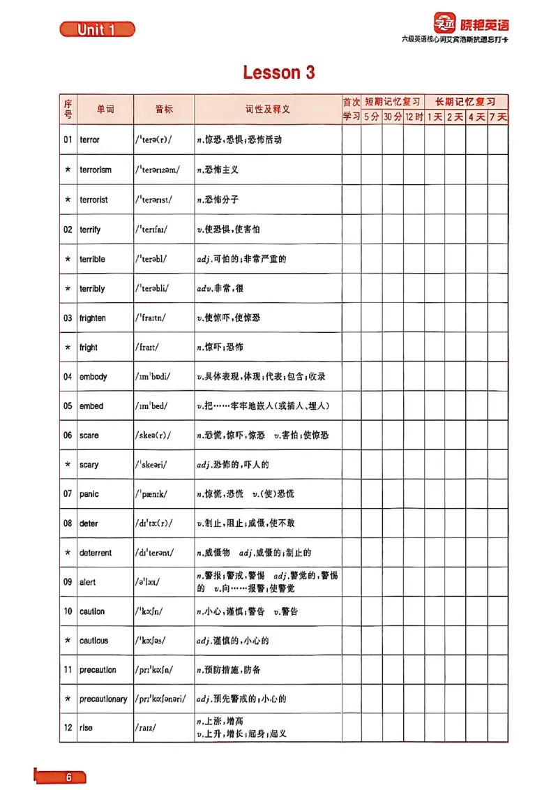 六级英语核心词艾宾浩斯抗遗忘打卡_最新更新，视频都在这_2026，6月六级速转存易和谐_讲义