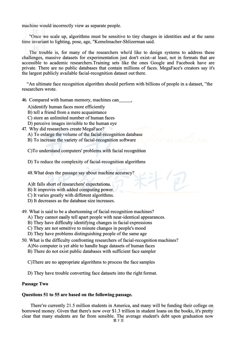 2018年06月大学英语6级（卷二）_最新更新，视频都在这_2026、6月四级速转存易和谐_四六级真题+资料包_六级真题_2018年06月六级真题及答案解析（全三套）