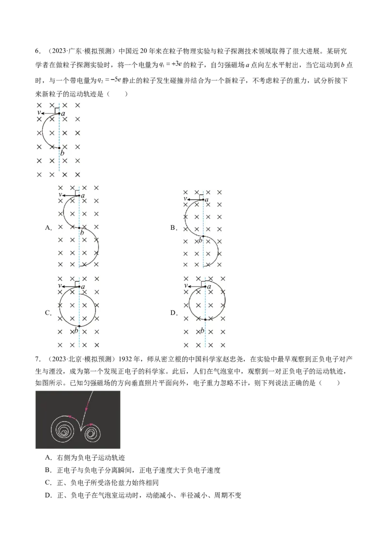 第50讲磁场对运动电荷的作用（练习）（原卷版）_04高考物理_新高考复习资料_2024新高考复习资料_一轮复习资料_2024年高考物理一轮复习讲练测（讲义+练习+课件）（新高考）_讲义+练习