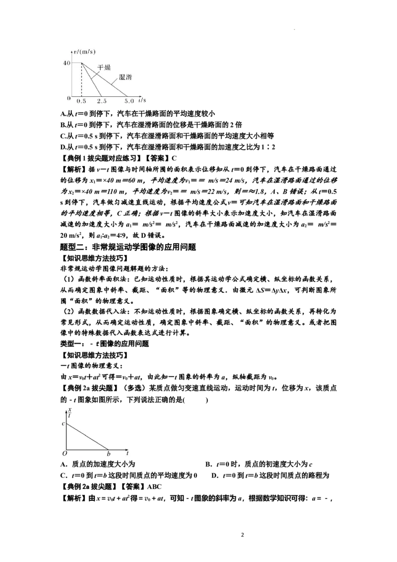 知识点3：运动学图像问题（拔尖解析版）_04高考物理_新高考复习资料_2024新高考复习资料_一轮复习资料_拔尖版2024届高考物理一轮复习讲义及对应练习