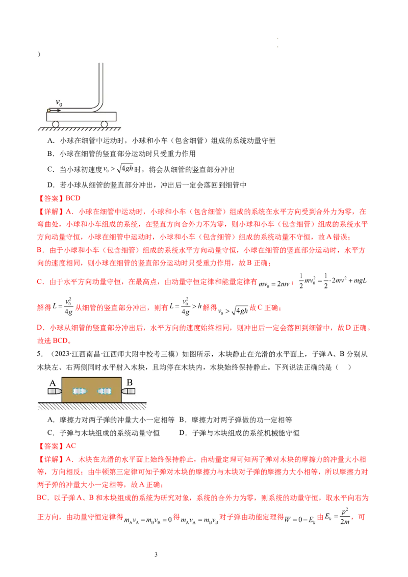 第31讲动量守恒定律及其应用（练习）（解析版）_04高考物理_新高考复习资料_2024新高考复习资料_一轮复习资料_2024年高考物理一轮复习讲练测（讲义+练习+课件）（新高考）_讲义+练习