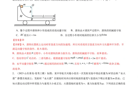 第31讲动量守恒定律及其应用（练习）（解析版）_04高考物理_新高考复习资料_2024新高考复习资料_一轮复习资料_2024年高考物理一轮复习讲练测（讲义+练习+课件）（新高考）_讲义+练习