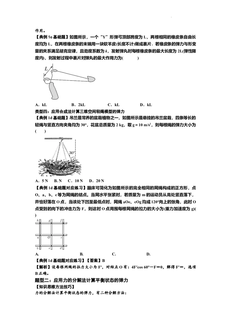 知识点6：弹力（原卷版）_04高考物理_新高考复习资料_2024新高考复习资料_一轮复习资料_基础版2024届高考物理一轮复习讲义及对应练习_知识点6：弹力基础版
