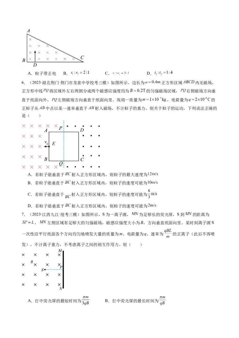 第51讲带电粒子在有界匀强磁场中的运动（练习）（原卷版）_04高考物理_新高考复习资料_2024新高考复习资料_一轮复习资料_2024年高考物理一轮复习讲练测（讲义+练习+课件）（新高考）