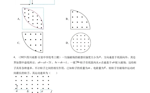 第51讲带电粒子在有界匀强磁场中的运动（练习）（原卷版）_04高考物理_新高考复习资料_2024新高考复习资料_一轮复习资料_2024年高考物理一轮复习讲练测（讲义+练习+课件）（新高考）