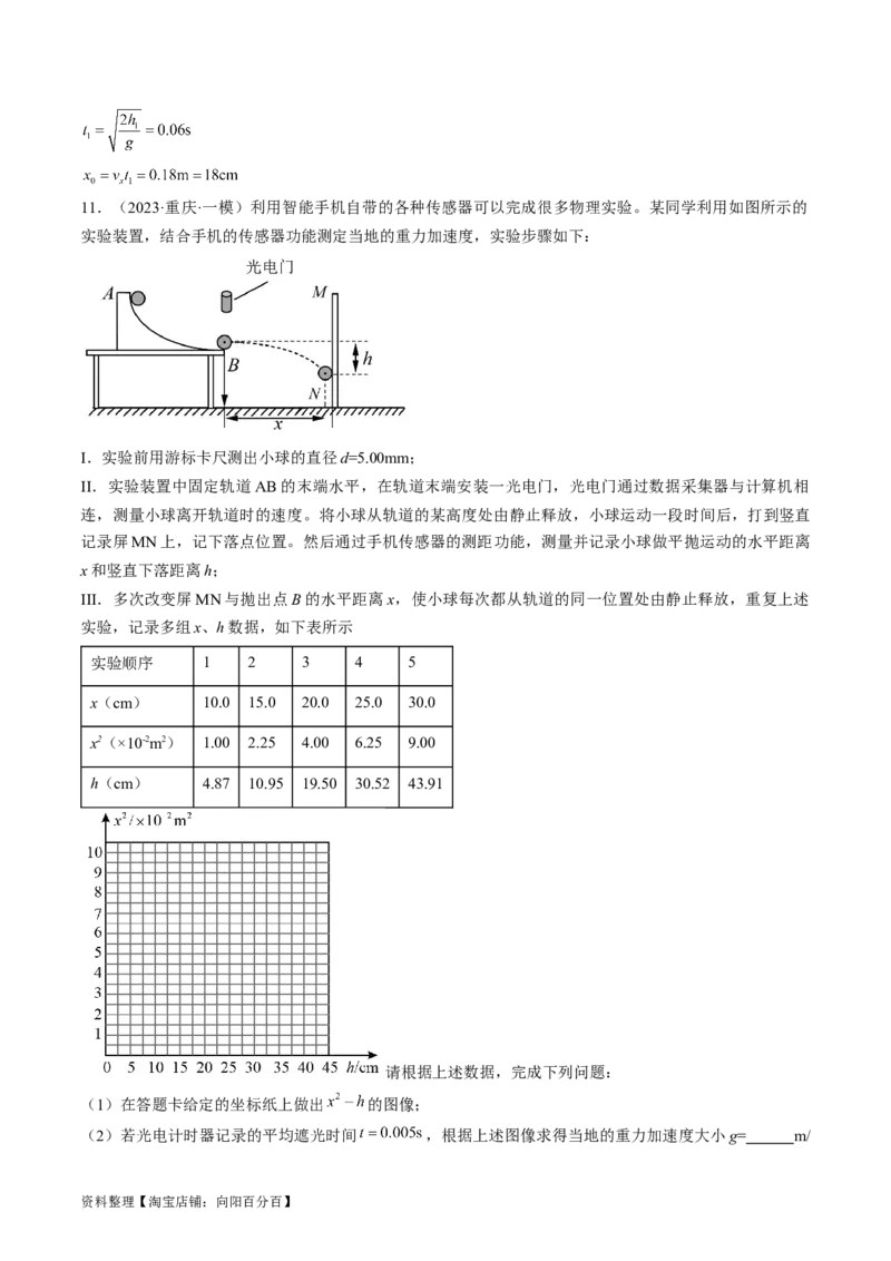 考点18实验：探究平抛运动的特点（解析版）_04高考物理_通用版（老高考）复习资料_2024年复习资料_完备战2024年高考物理一轮复习考点帮（全国通用）_答案解析版