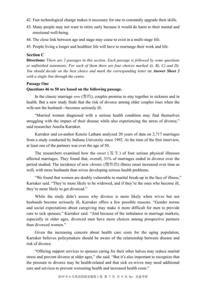 2019.06四级真题全3套(带书签)_02.四六级真题+模拟题（0128）_四级真题+音频+解析(0128)_03.2016&mdash;2025年新题型_2019年06月四级