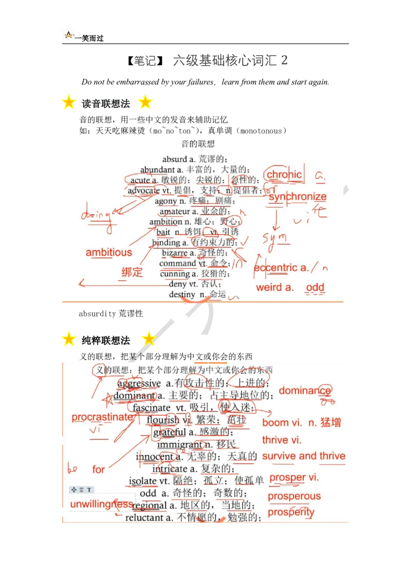 笔记六级基础核心词汇2_最新更新，视频都在这_2026，6月六级速转存易和谐_0、2025年12月六级_04.笑过六级全程班周思成_00.讲义_六级笔记